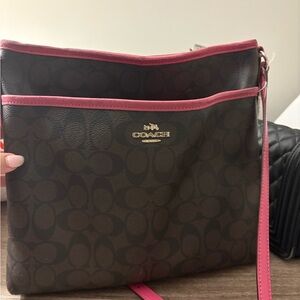 Coach Signature Brown and Pink Crossbody Bag